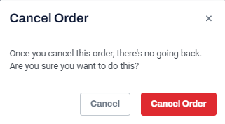 Cancel Order dialog box